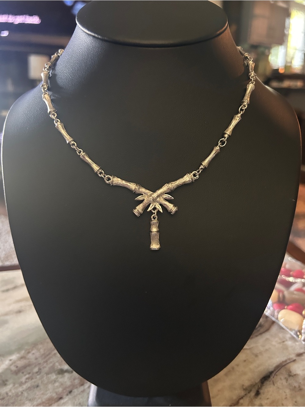 Gorgeous Rare Vintage Napier silver tone Bamboo Palm Tree necklace